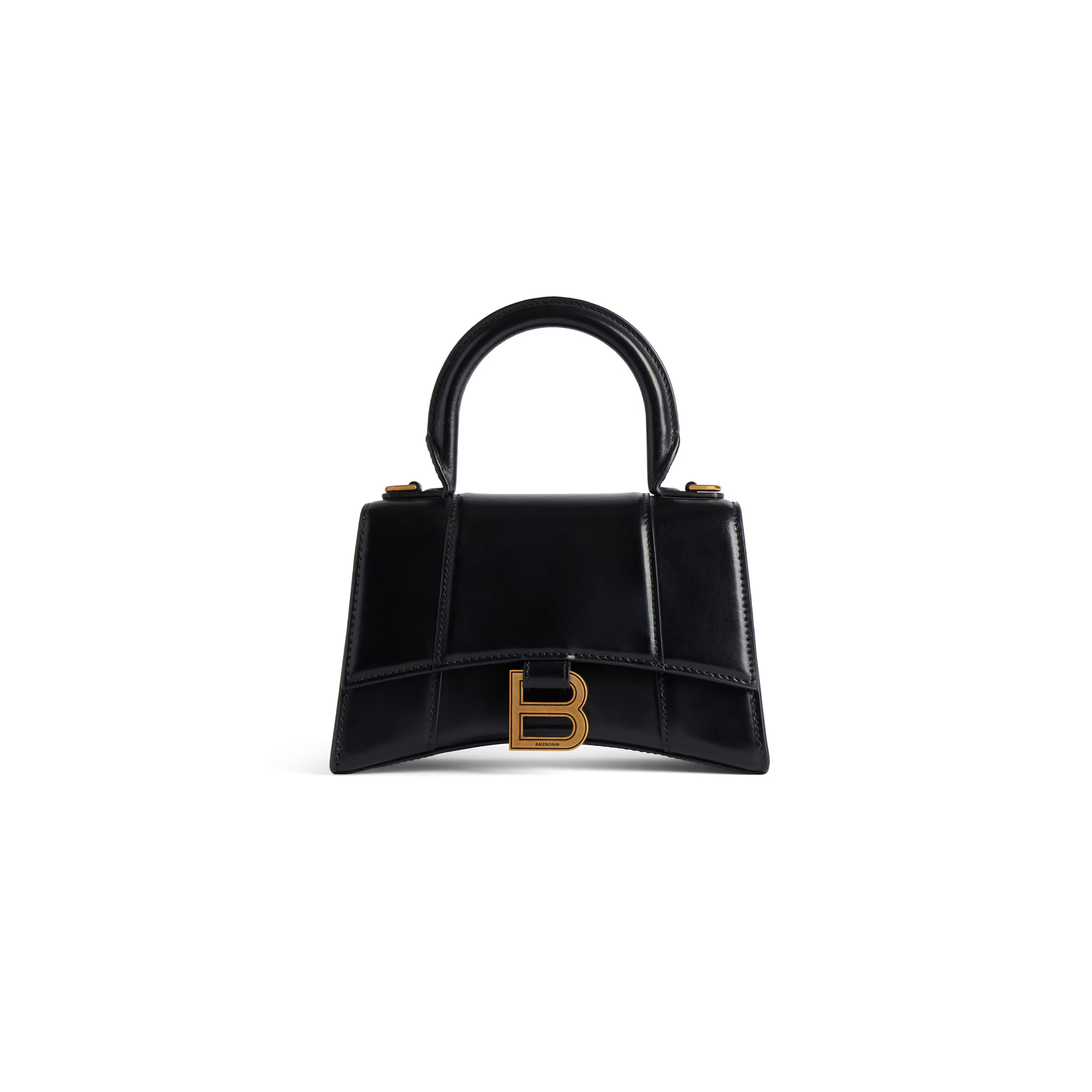 BALENCIAGA WOMEN'S HOURGLASS HANDBAG XS IN BLACK 5928331QJ4M1000 (18.8*13*7.9cm) BALENCIAGA WOMEN'S HOURGLASS HANDBAG XS IN BLACK 5928331QJ4M1000 (18.8*13*7.9cm)